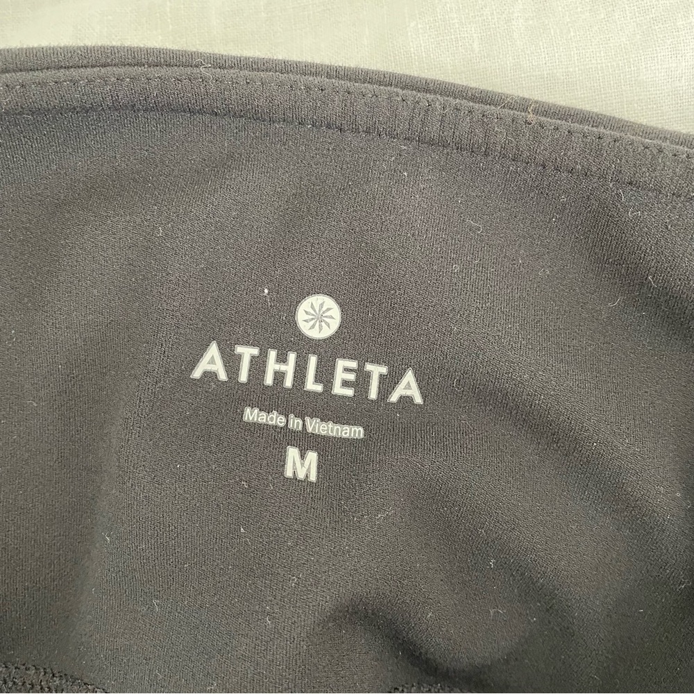 Athleta MEDIUM Black Stealth Mesh Tights 7/8 length compression ankle - Picture 4 of 8
